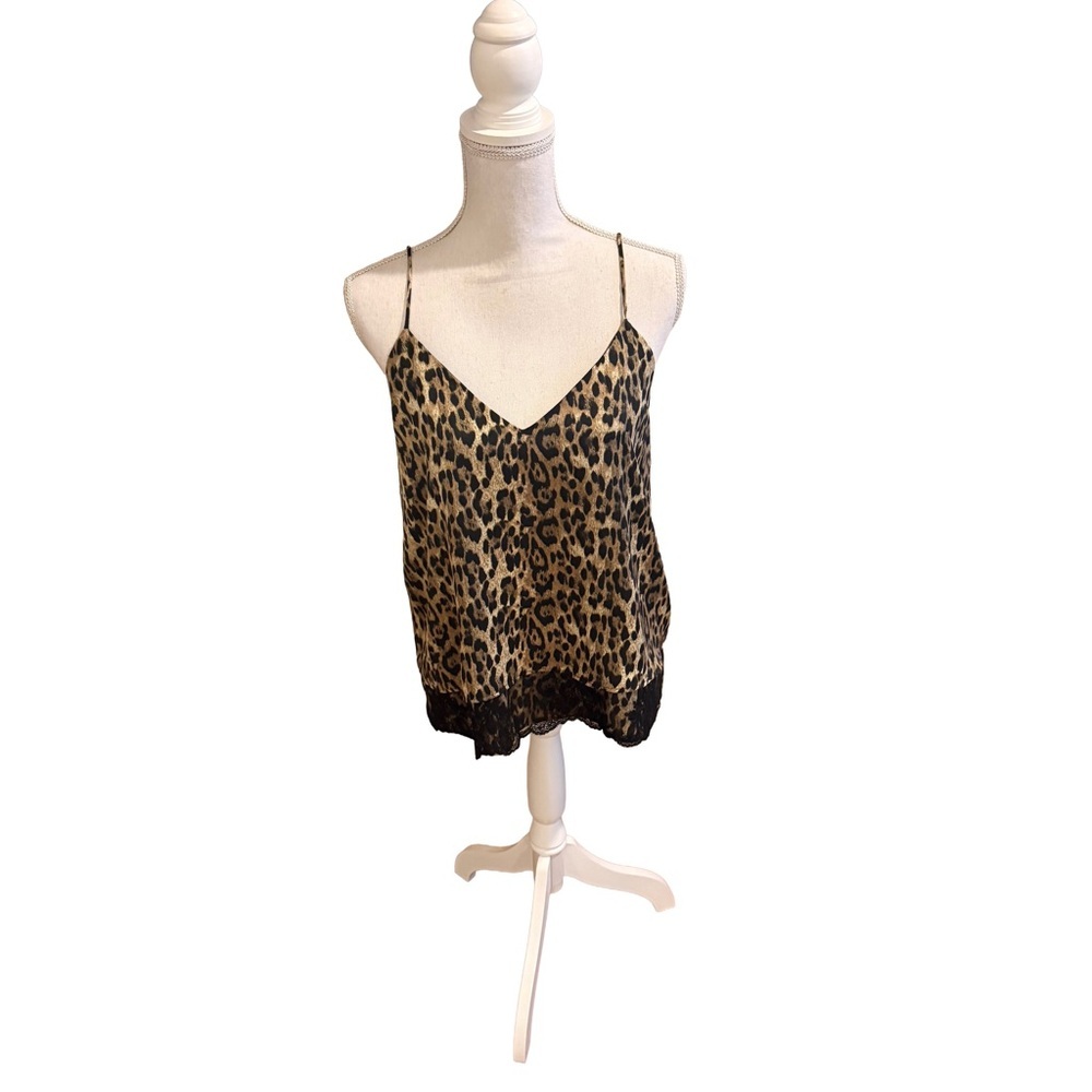 ZARA Basic Satin Leopard Print Layered Camisole Medium - Picture 2 of 12